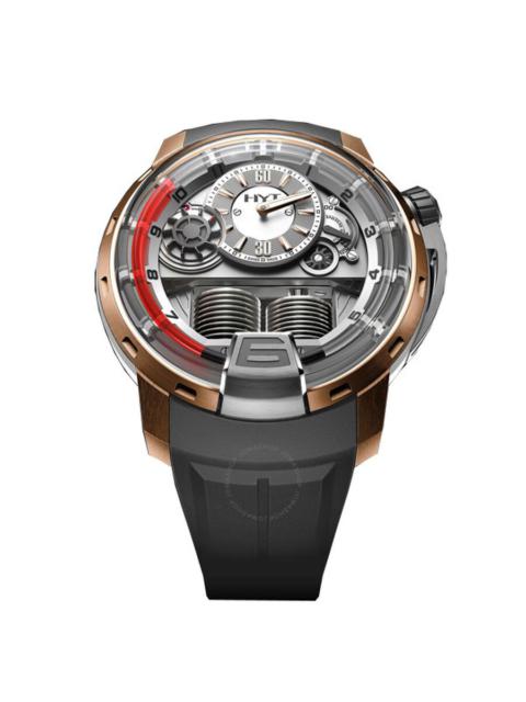 Other Designers HYT H1 Rose Gold and Titanium Black Dial Black Rubber Men's Watch 148-TG-02-RF-RU