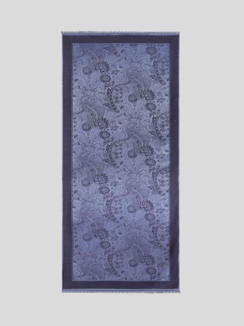 Etro WOOL AND SILK JACQUARD SCARF WITH FLORAL PAISLEY MOTIF