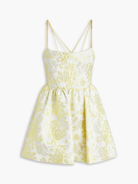 Alice + Olivia Nat metallic floral-jacquard mini dress