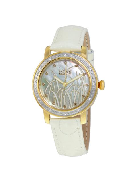 Other Designers Burgi - Burgi Mother of Pearl Pattern Dial White Leather Ladies Watch BUR096YGW