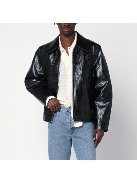 Séfr Séfr Shiny Black Zip-Up Jacket In Eco-Leather Men