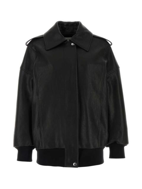 Alexander McQueen Alexander Mcqueen Women Black Leather Oversize Jacket