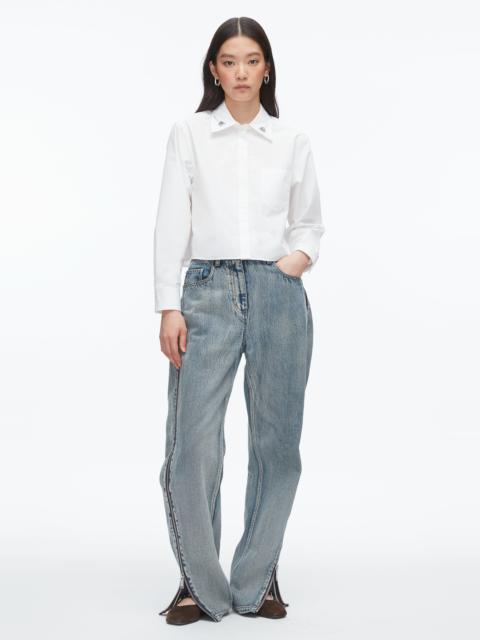 3.1 Phillip Lim Cropped Shirt with Embroidered Collar