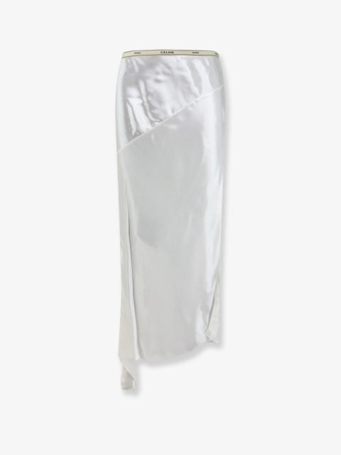 CELINE Celine Viscose Satin Midi Skirt White