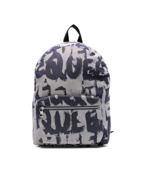 logo-print denim backpack