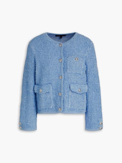 maje Sequin-embellished cotton-blend tweed cardigan
