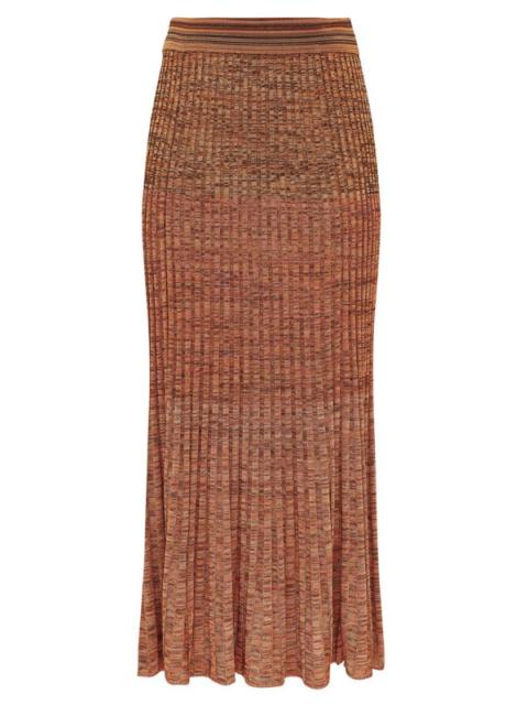 Zimmermann Mouline Rib Midi Skirt in Chocolate Multi