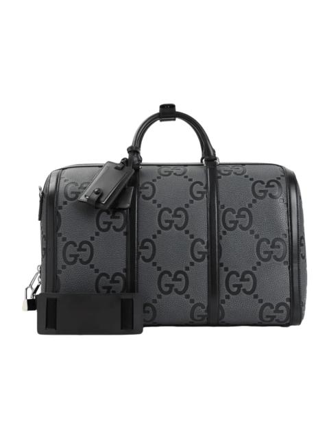 GUCCI GUCCI Jumbo GG $3700 Grey/Black Lthr Duffle Bag