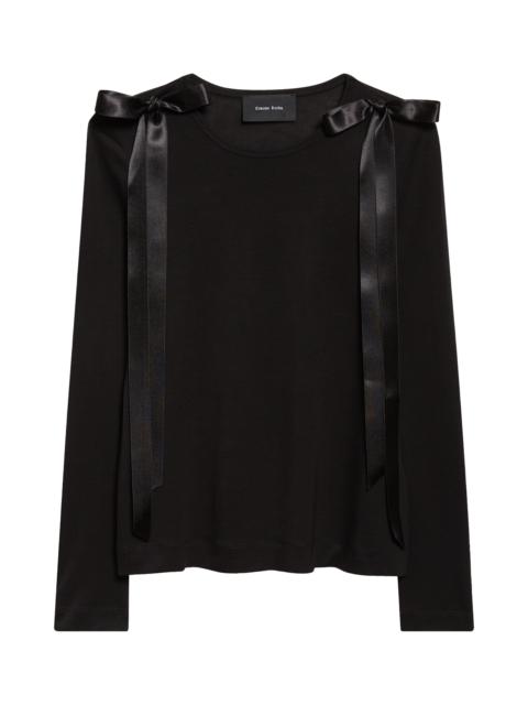 Simone Rocha Simone Rocha Bow Ribbon Tail Long Sleeve T-Shirt in Black at Nordstrom