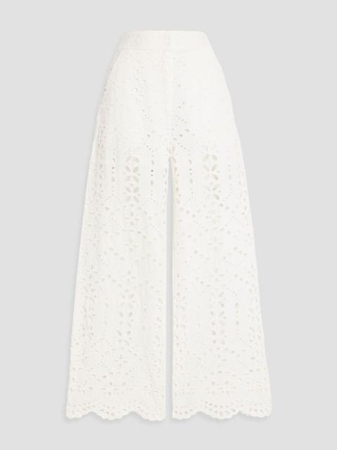 VERONICA BEARD Kemper broderie anglaise cotton wide-leg pants