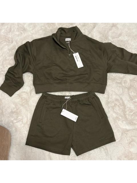 Other Designers Saturdays New York City - Saturdays NYC Eldridge Cropped 1/4 Zip & Delancey Sweat Short in Army Green