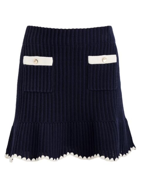 Self-portrait Ribbed Cotton-blend Mini Skirt