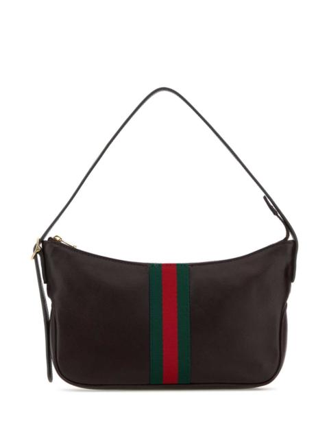 GUCCI Gucci Men Dark Brown Leather Small Lunetta Shoulder Bag