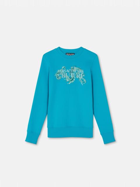 VERSACE JEANS COUTURE Printed Embellished Cotton-Jersey Sweatshirt