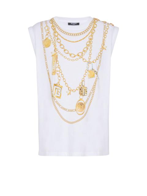 Balmain Trompe-l'œil-style Collier print vest top
