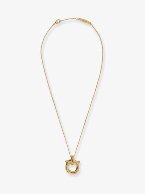FERRAGAMO Ferragamo Brass Necklace with Gancini Pendant Gold