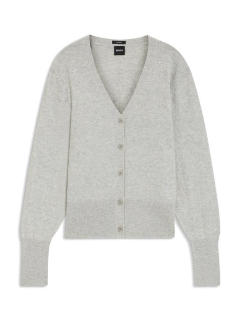 BOSS RIBBED-TRIM CARDIGAN IN CASHMERE