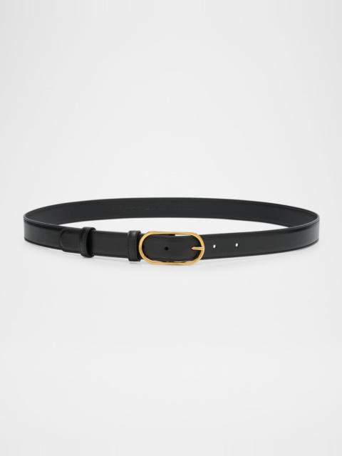Dolce & Gabbana Oval Buckle Calfskin Leather Belt