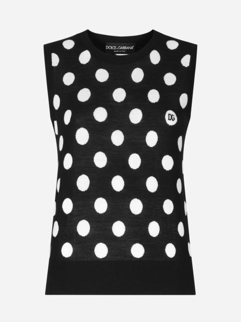 Dolce & Gabbana Silk and wool tank top with polka-dot inlay