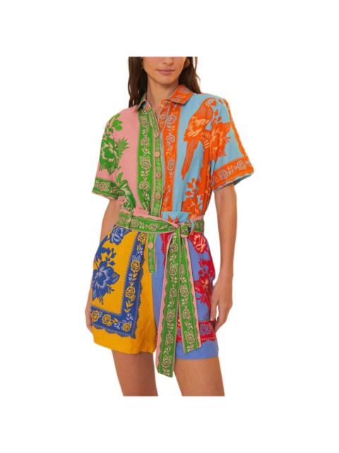 FARM RIO FARM Rio Lace Garden Mix Scarves Linen-Blend Romper