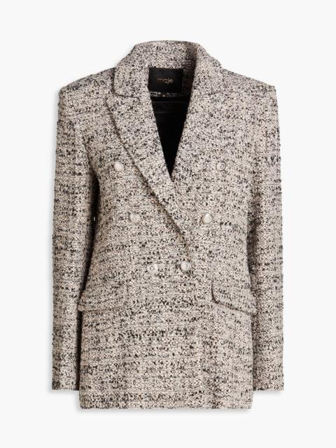 maje Double-breasted metallic bouclé-tweed blazer