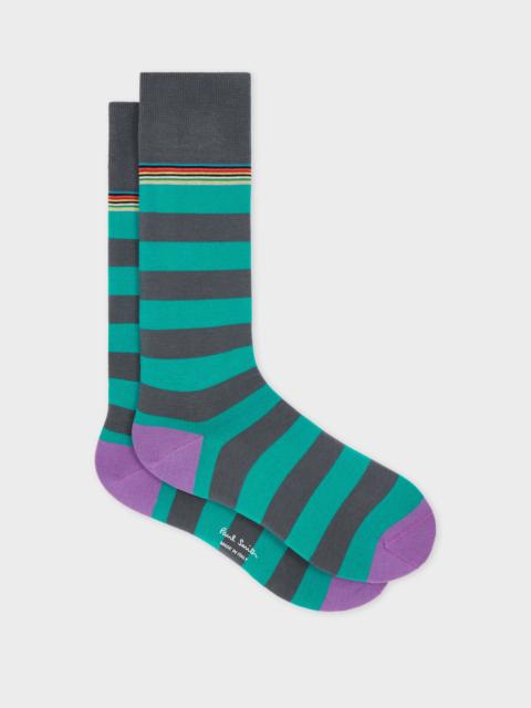 Paul Smith Grey Block 'Signature Stripe' Socks