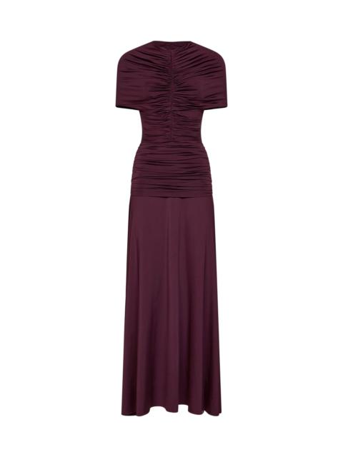 self-portrait Self Portrait Women Burgundy Jersey Gathered Maxi Dress
