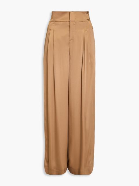 Other Designers Pleated satin-crepe wide-leg pants
