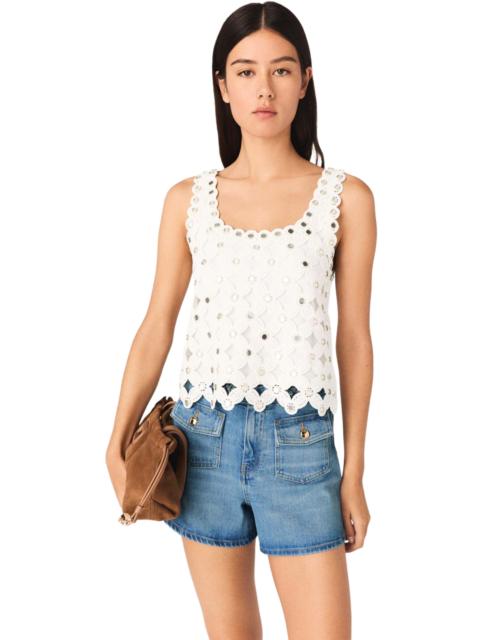 maje maje Mirrored crochet top in White at Nordstrom