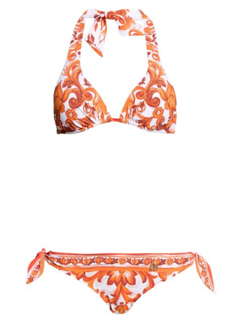 Dolce & Gabbana Dolce&Gabbana Majolica Print Triangle Two-Piece Swimsuit in Ih3Tn Majolica 6 Orange at Nordstrom