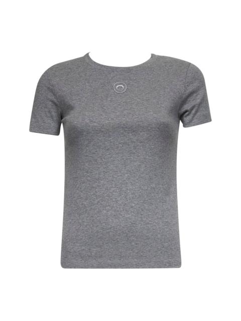 Marine Serre Women Grey Ribbed Jersey Moon Logo T-Shirt