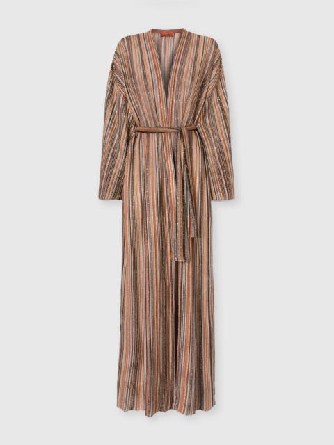 Missoni Ribbed Viscose Lamé Long Cardigan with Belt