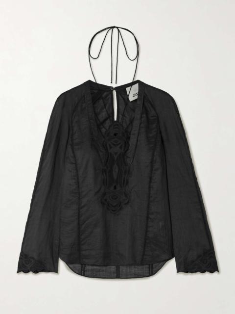 Luna broderie anglaise ramie blouse Black