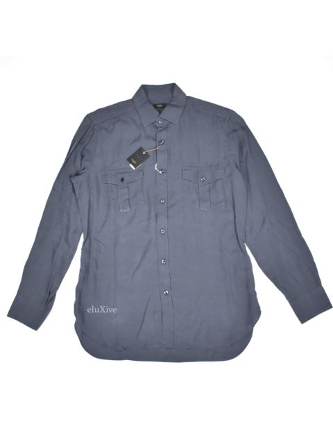 Other Designers Barba Napoli - Barba Dark Gray Lyocell Button Down Shirt NWT