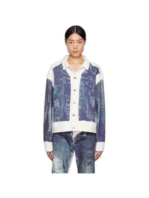 White & Blue Trompe L'œil Denim Jacket