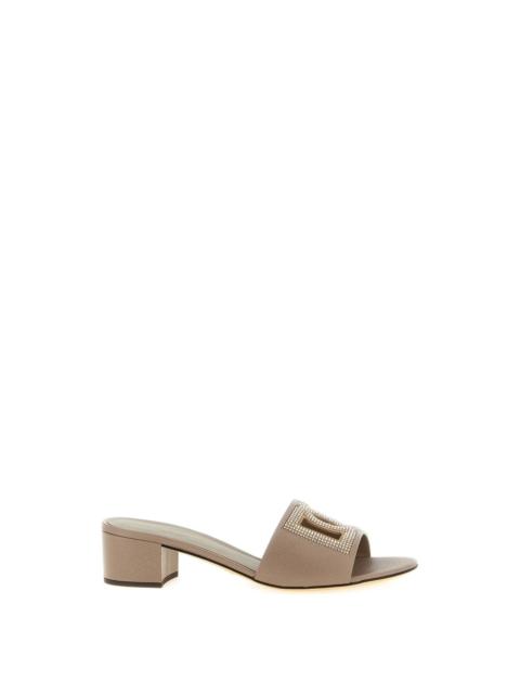Dolce & Gabbana DOLCE&GABBANA Karol Gray Leather Mules New & Authentic (Wom