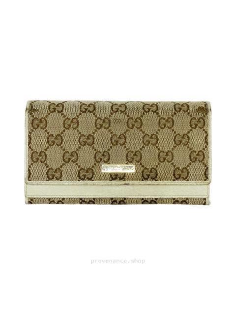 GUCCI Gucci GG Canvas Long Wallet - White