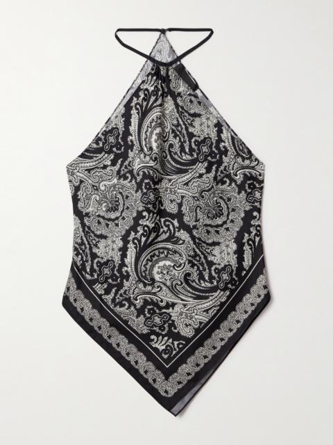NILI LOTAN Audrey Bandana-print Silk Halterneck Top