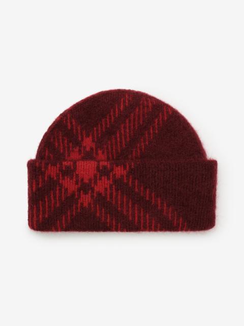 Burberry Check Mohair Wool Blend Beanie