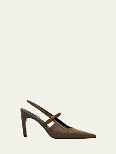 TOTEME Lizard-Embossed Leather Slingback Pumps