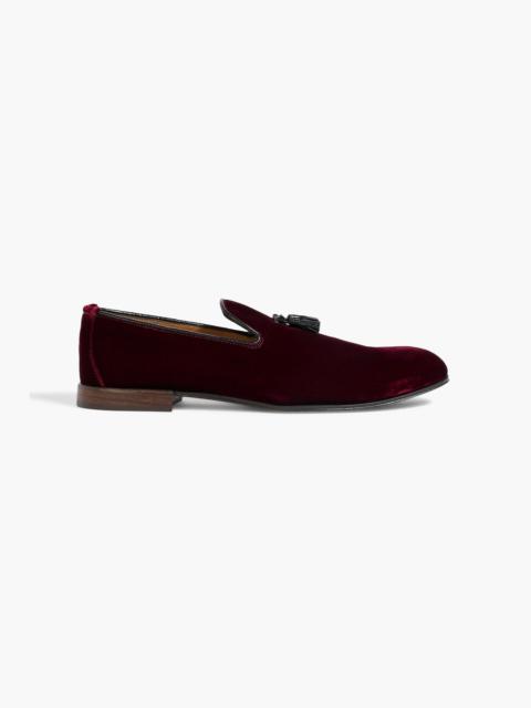 TOM FORD Tasseled leather-trimmed velvet loafers