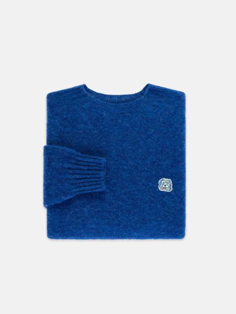 J. PRESS MADE-IN-SCOTLAND MEDIUM BLUE SHAGGY DOG ICON SWEATER  - TRIM FIT