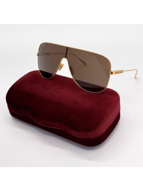 GUCCI NEW GUCCI GG1436S 002 OVERSIZED GOLD BROWN WOMEN SUNGLASSES