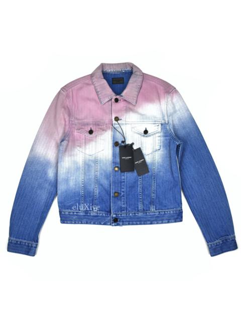 SAINT LAURENT Saint Laurent Blue Pink Degrade Denim Trucker Jacket L