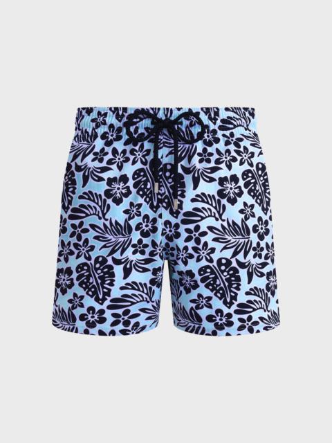 Vilebrequin Men Stretch Short Swim Trunks Jungle Leaves