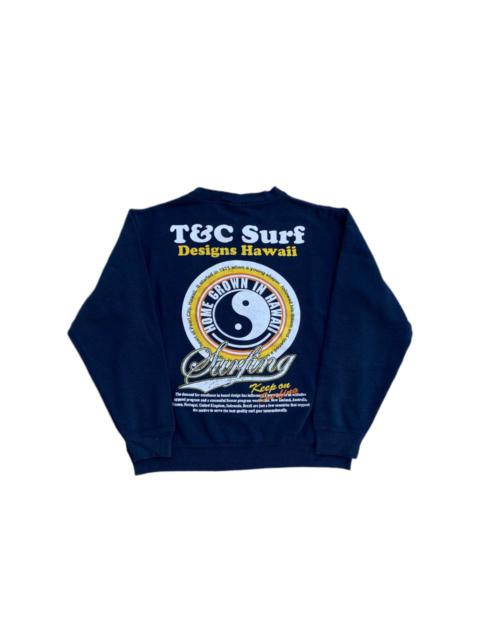 Vintage - Vintage T&C Surf Design Striped Keeponsurfing Sweatshirt