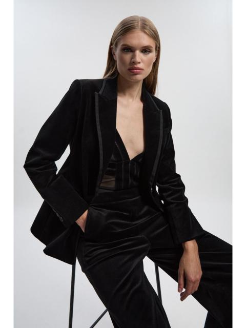KAREN MILLEN Velvet Groisgrain Tailored Blazer