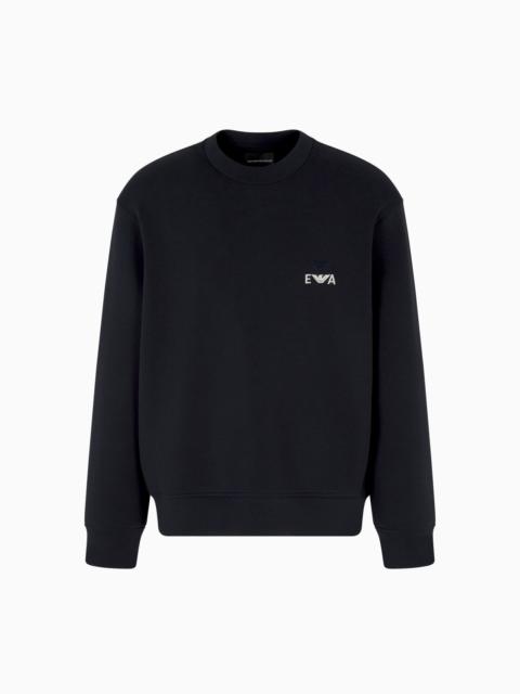 EMPORIO ARMANI ASV JERSEY SWEATSHIRT WITH SUPER-EMBOSSED EA EMBROIDERY