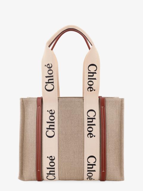 Chloé Chloe' Woody Linen Shoulder Bag With Logo Lettering On The Front