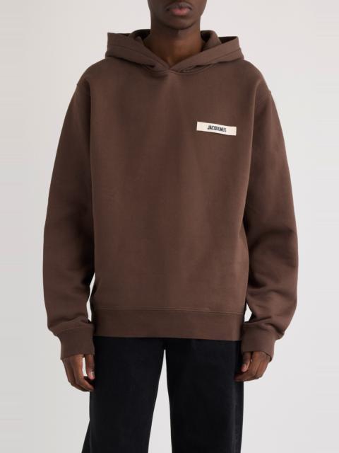 JACQUEMUS Jacquemus Le Hoodie Gros Grain Cotton Hoodie in Dark Brown at Nordstrom
